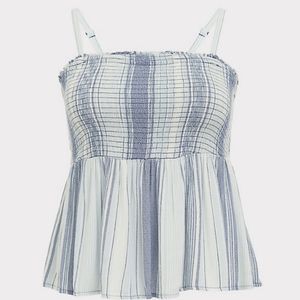 Torrid NWT blue striped baby doll top
